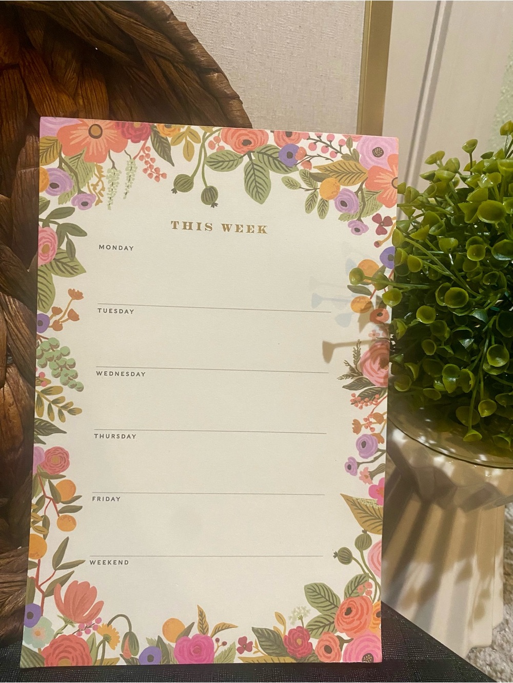 Floral Weekly Planner Notepad - Pink, Coral, Green